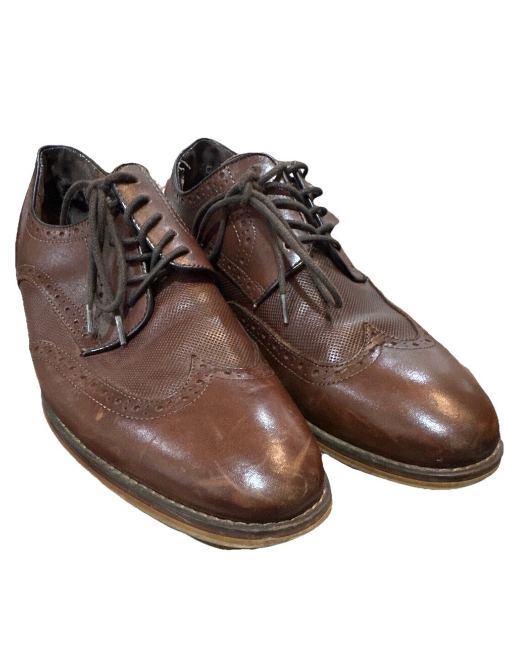 La Milano Keith Wingtip Oxford Mens 10.5 Brown Leather Brogue Dress Shoes